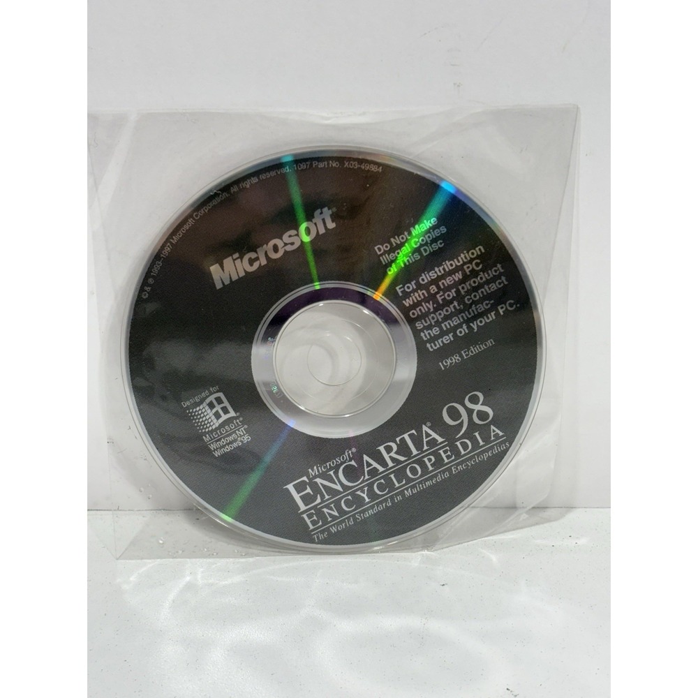 MICROSOFT ENCARTA 98 ENCYCLOPEDIA COMPUTER SOFTWARE CD Disc